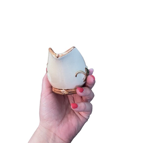 McCoy Ivy Pattern Gravy Boat Faux Vine Handle Made in USA Ceramic Vintage - Picture 2 of 7